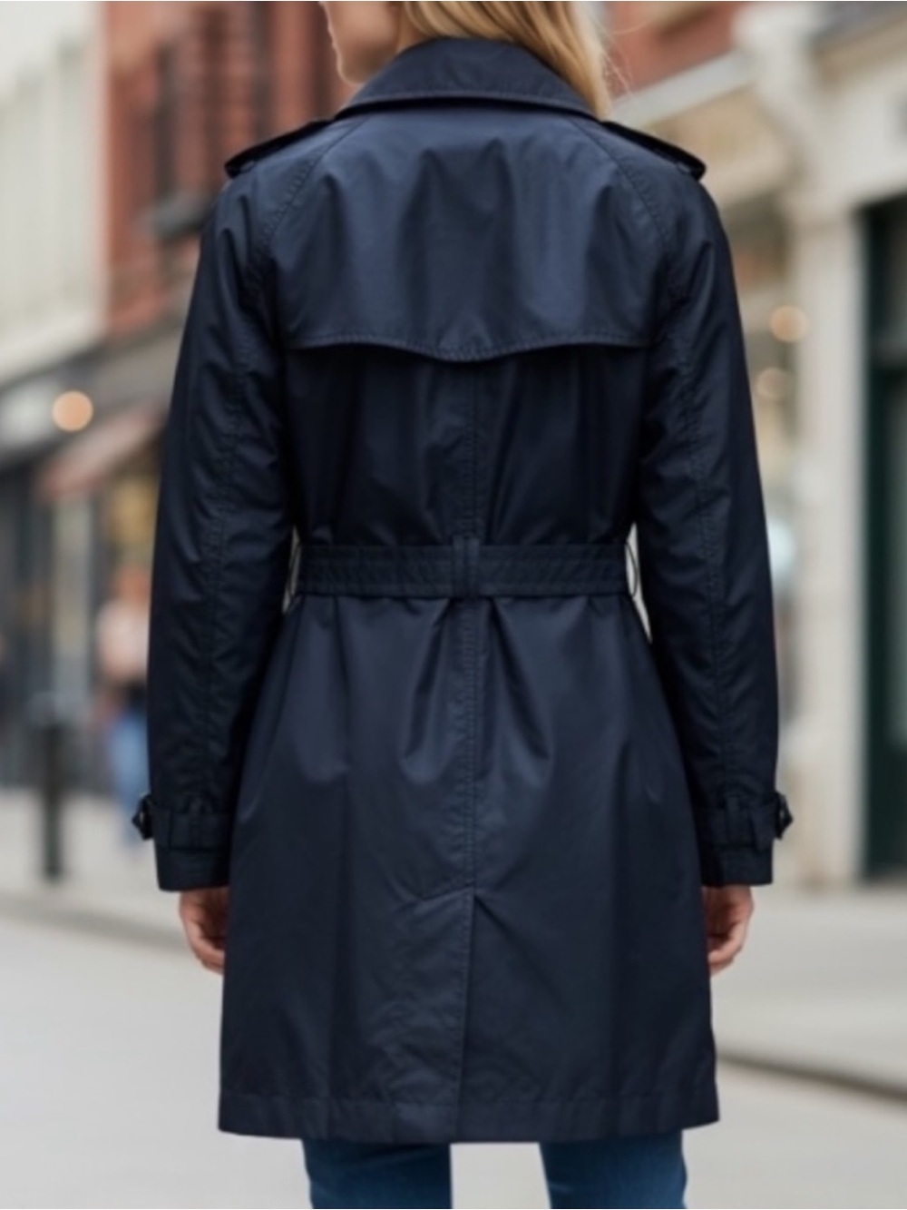Burberry Classic Double Breasted Trench Raincoat Iconic Navy Polyamide SZ 4 - Picture 2 of 14